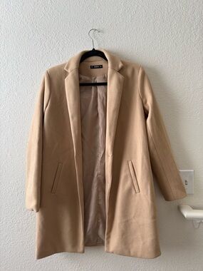 SHEIN Women's Camel Tan Single-Breasted Trench Coat